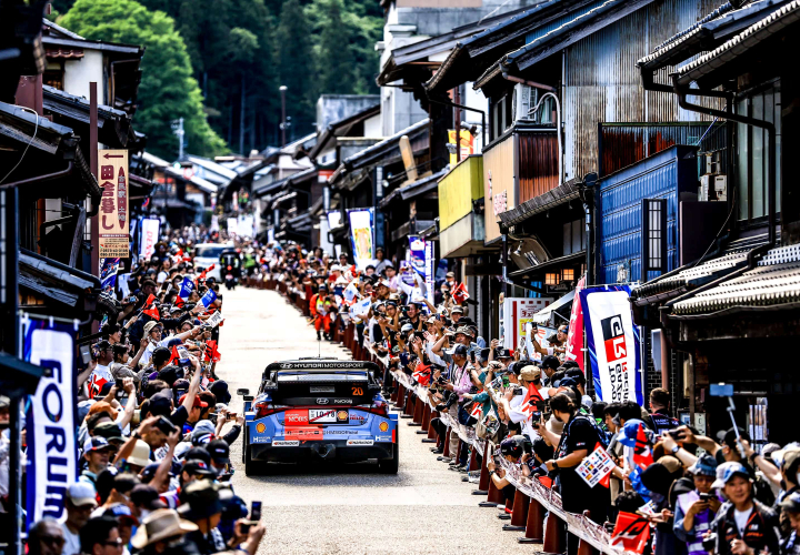 A shipping container traveling across continents for the World Rally Championship